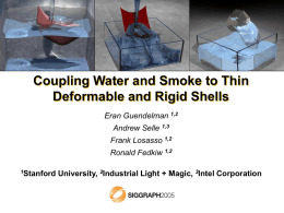 Coupling Water and Smoke to Thin Deformable and Rigid Shells