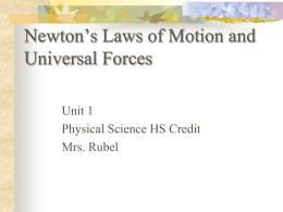 Newton`s Laws and Universal Forces HS Printout