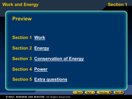 Unit Seven Work Energy