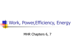 Work, Power,Efficiency, Energy