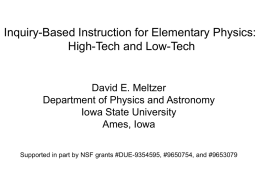 Inquiry-Based Instruction for Elementary Physics