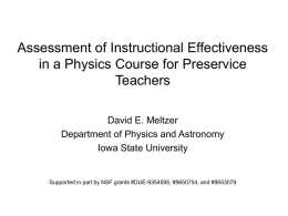 Assessment of Instructional Effectiveness in a Physics Course for