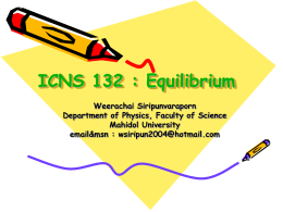 ICNS 132 : Rotational Motion and Equilibrium