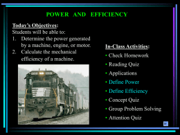 Power and effeciency