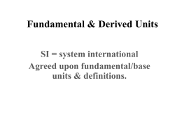 Fundamental & Derived Units - Red Hook Central School District