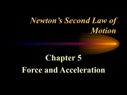 Newton`s Second Law of Motion Chapter 5 Force and Acceleration