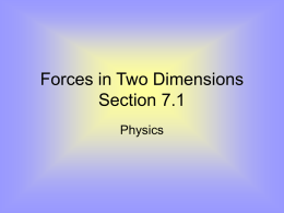 Forces in Two Dimensions Section 7.1