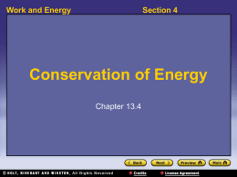 Ch 13.4 - PPT - Conservation of Energy