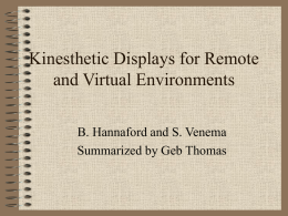 Kinesthetic Displays for Remote and Virtual Environments