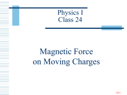 Magnetic Force on Moving Charges Physics I Class 24