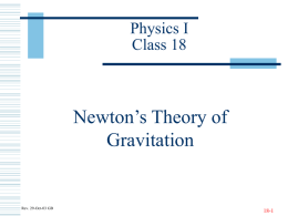 Newton’s Theory of Gravitation Physics I Class 18