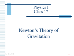 Newton’s Theory of Gravitation Physics I Class 17