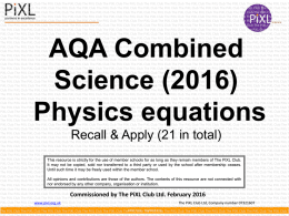 The 21 Physics Equations - St Annes RC High School Moodle