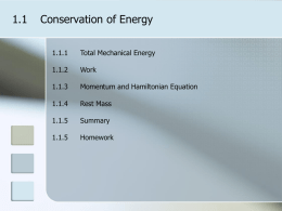 1.1 Conservation of Energy