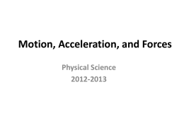 Motion, Acceleration, and Forces - Belle Vernon Area School District