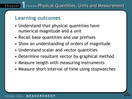 Physical Quantities, Units and Measurements