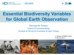 Essential Biodiversity Variables for Global Earth Observation