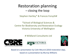 Restoration plan - Victoria University of Wellington