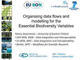 Organising data flows and modelling for Essential Biodiversity
