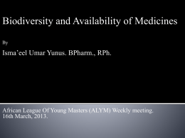 Biodiversity and Availability of Medicines