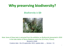 of biodiversity - Documents pour le développement durable de l