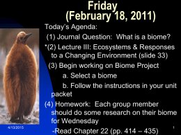 Lecture III (PowerPoint) "Biomes & Ecology"