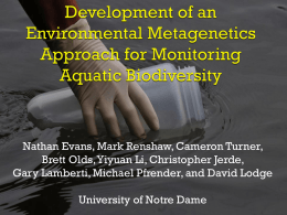Development of an Environmental Metagenetics Approach for