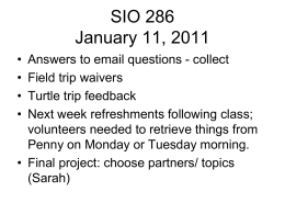 SIO 296 Concept Lecture II - The Scripps Center for Marine