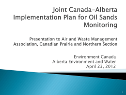 Joint Canada-Alberta Implementation Plan for Oil Sands