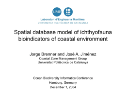 Spatial database model of ichthyofauna bioindicators of