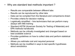 Survey/Review of Typical Toxicity Test Methods