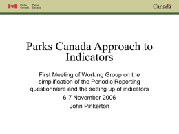John Pinkerton - Parks Canada Approach to Indicators