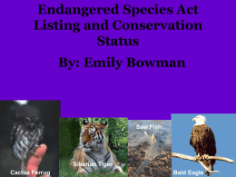 Endangered Species Act Listing and Conservation Status