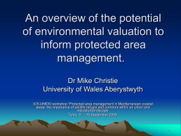 An overview of the potential of environmental valuation to