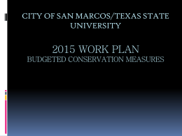 San Marcos/Texas State University 2014 Work Plan 5.3.1/5.4
