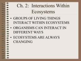 Ch. 2: Interactions Within Ecosystems