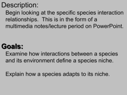 Specie Interactions - University of Maryland Eastern Shore