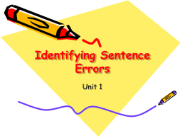 Identifying Sentence Errors