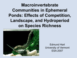 Macroinvertebrate Communities in Ephemeral Ponds and the Effects