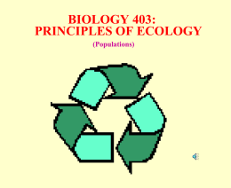 BIOLOGY 154: ECOLOGY and ENVIRONMENTAL ISSUES