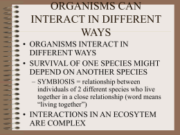 ORGANISMS CAN INTERACT IN DIFFERENT WAYS