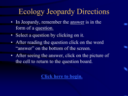 Ecology Jeopardy - Powell County Schools