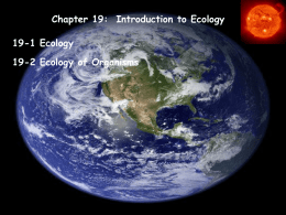 Chapter 19-Introduction to Ecology