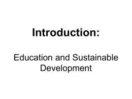 Introduction: Education and Sustainable Development