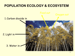 LECTURE 13: POPULATION ECOLOGY & ECOSYSTEM