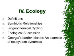 IV. Ecology
