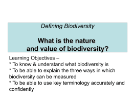 LESSON 1 Defining biodiversity