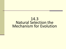 Applied Biology 14.3 Natural Selection as a Mechanism