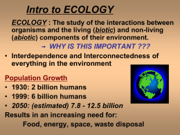 Intro To ECOLOGY