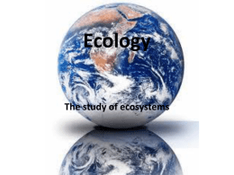 Ecology The study of ecosystems